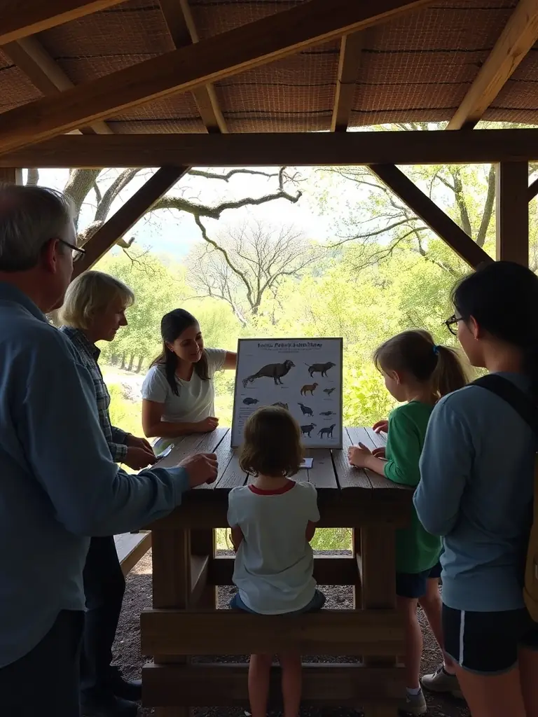 A photo of an ACCA-organized educational workshop on responsible hunting practices, with participants learning about wildlife identification and ethical hunting techniques.