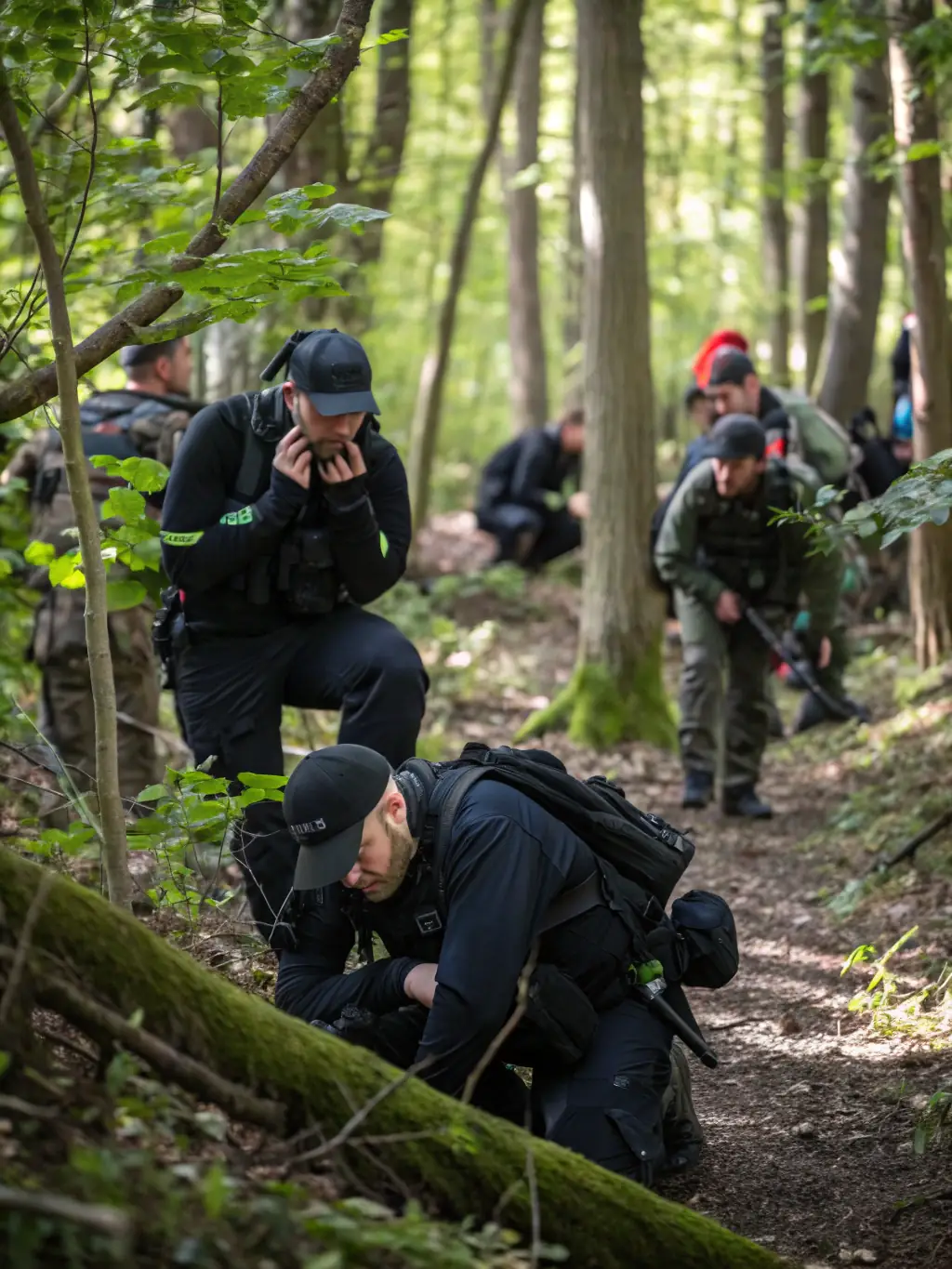 A photograph of ACCA rangers patrolling a protected area, equipped with radios and firearms, actively deterring poachers and protecting endangered species.