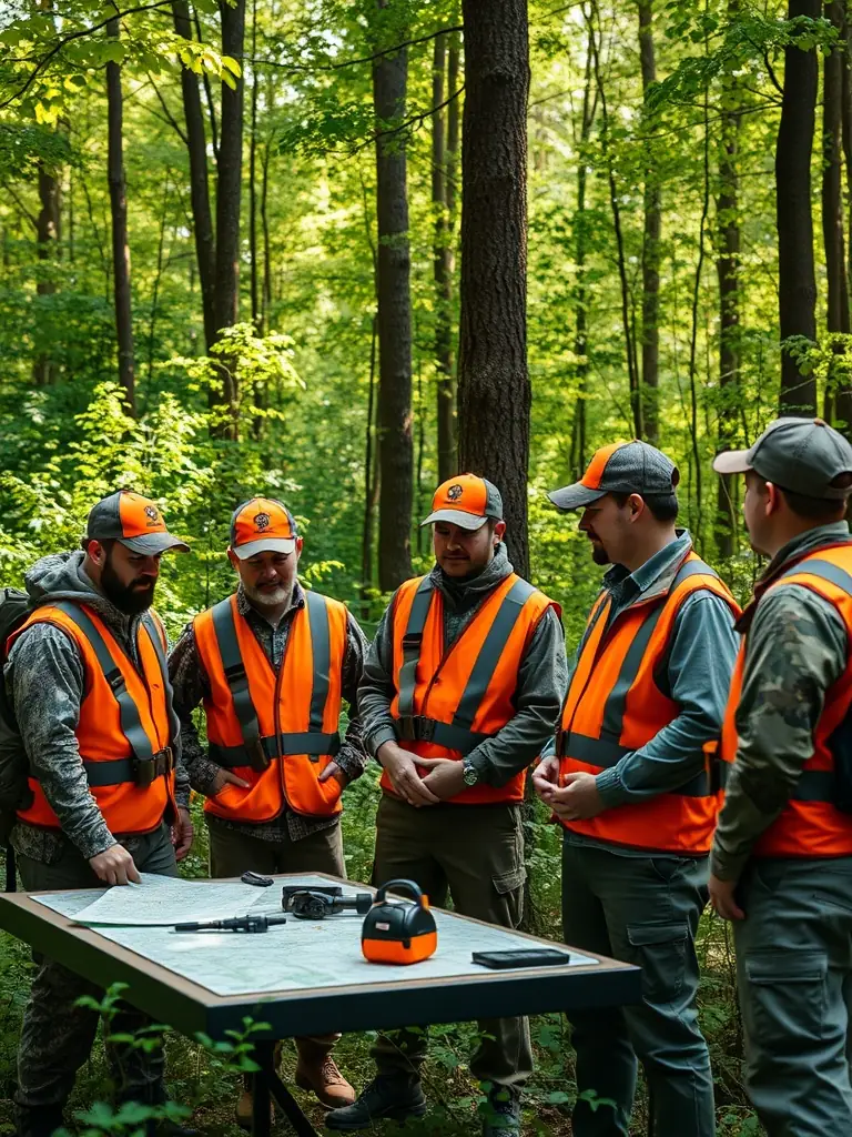 A picture of ACCA members collaborating with local authorities to combat poaching, inspecting hunting permits and patrolling protected areas.
